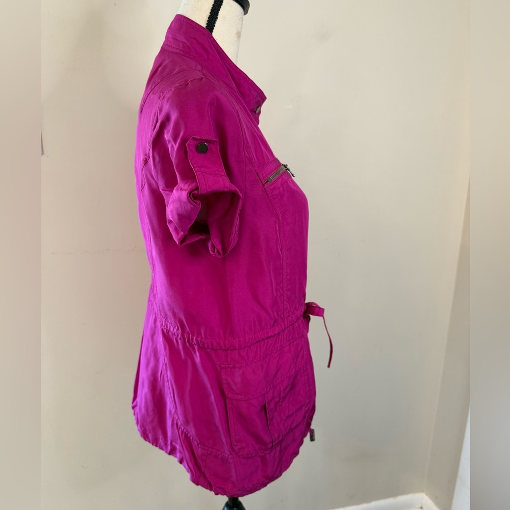 Kenneth Cole vibrant pink 100% silk jacket SZ PS - Picture 2 of 11